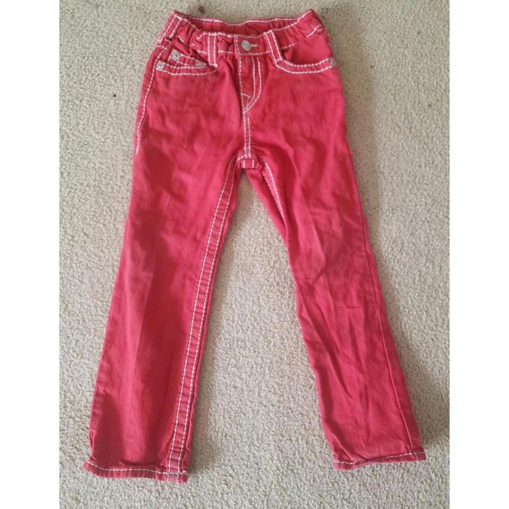 True Religion Red Kids Jeans with White Stitching sz 5